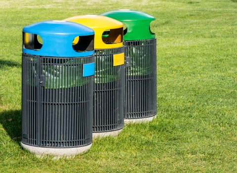 Construction site with proper waste management