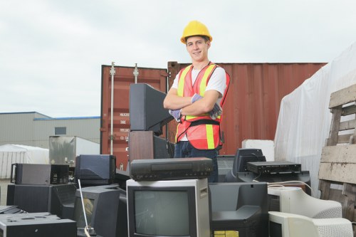 Business owners discussing waste management solutions